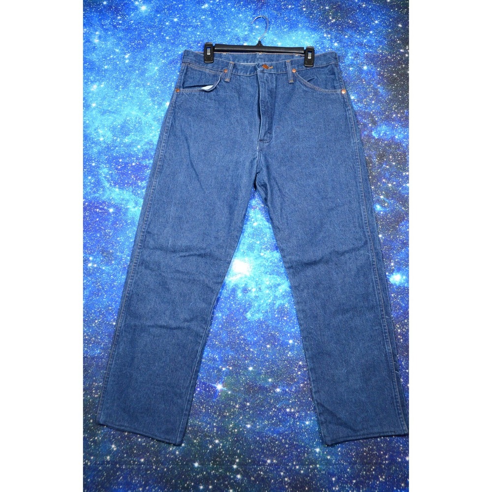 Wrangler 13MWZ Jeans Mens 35x34 Blue Denim Cowboy Cut Straight Western USA